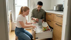 ダイソーのブックエンドが収納の仕切りに早変わり、袋物が倒れない整理術