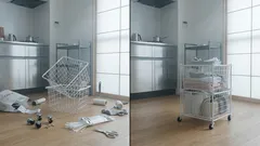 100均で5分、キャスター付きワイヤーバスケット収納の作り方