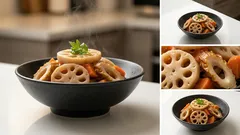 冷蔵庫の定番であと一品:蓮根と人参とちくわのやさしい煮物